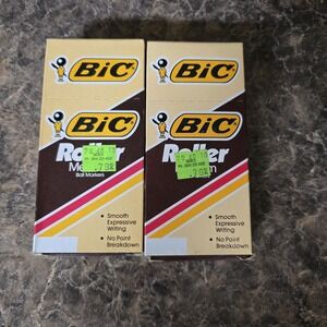 24 Vintage Black And R3d BIC ROLLOR Medium Pen Markers 1984 TESTED